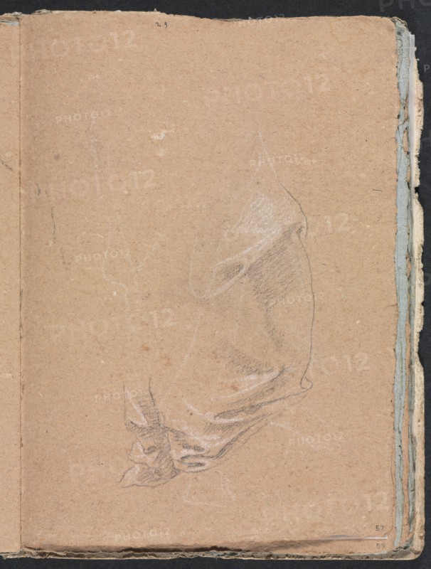 Verona Sketchbook: Drapery study (page 57), 1760. Creator: Francesco Lorenzi (Italian, 1723-1787).