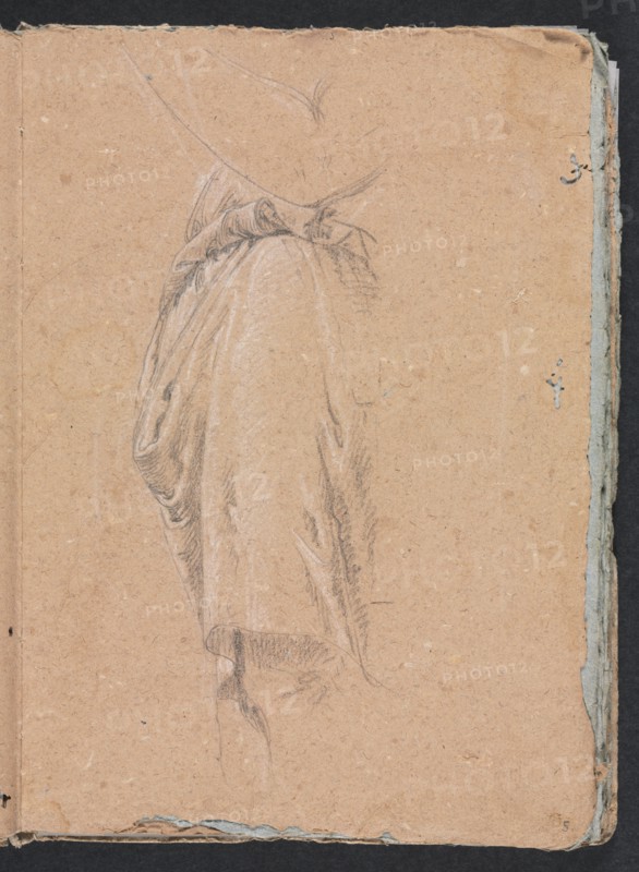 Verona Sketchbook: Drapery study with elbow (page 5), 1760. Creator: Francesco Lorenzi (Italian, 1723-1787).