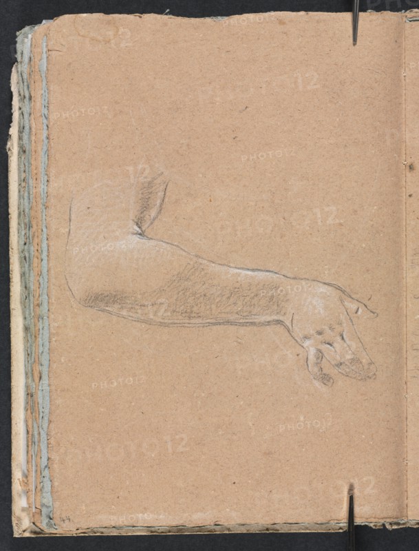 Verona Sketchbook: Female right arm and hand (page 44), 1760. Creator: Francesco Lorenzi (Italian, 1723-1787).