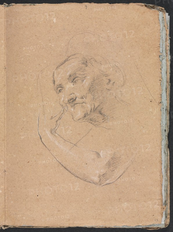 Verona Sketchbook: Head of a woman with left arm (page 13), 1760. Creator: Francesco Lorenzi (Italian, 1723-1787).