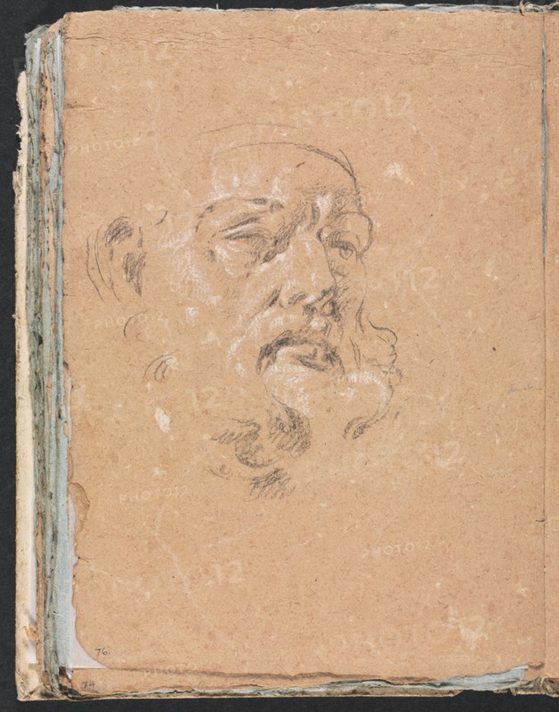 Verona Sketchbook: Male head (page 76), 1760. Creator: Francesco Lorenzi (Italian, 1723-1787).