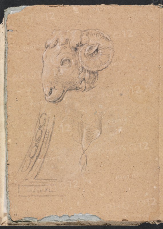 Verona Sketchbook: Ram's head (page12), 1760. Creator: Francesco Lorenzi (Italian, 1723-1787).