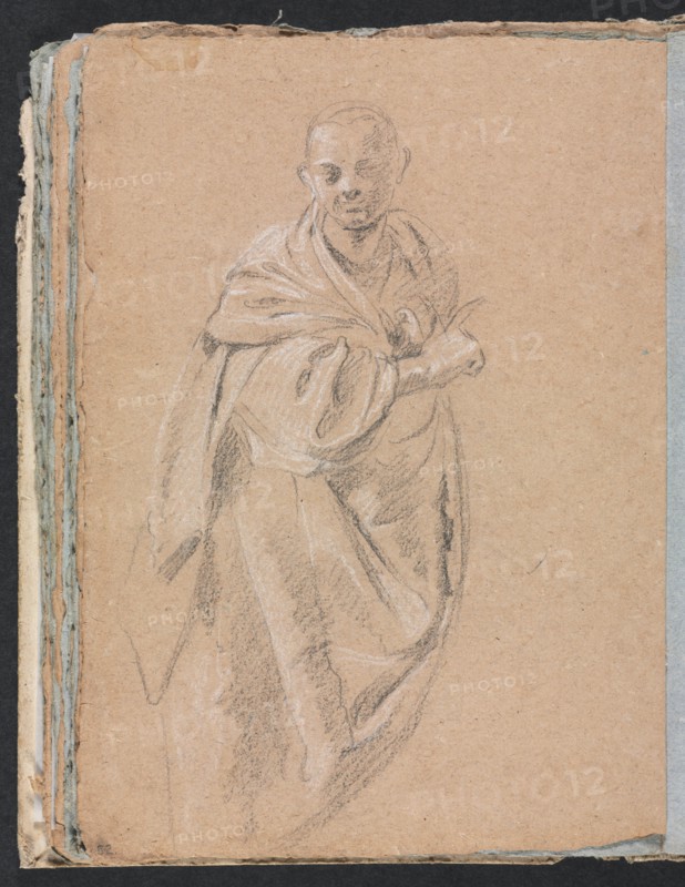 Verona Sketchbook: Standing monk (page 52), 1760. Creator: Francesco Lorenzi (Italian, 1723-1787).
