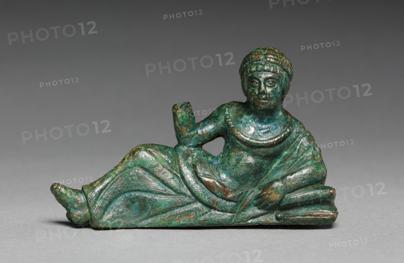 Vessel Ornament of Banqueter Holding an Omphalos, probably 400-375 BC. Creator: Unknown.