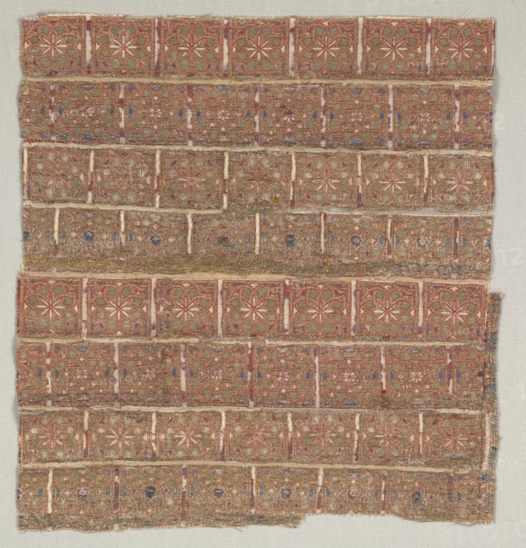 Vestment fragment with stars in staggered squares, 1200s. Creator: Unknown.
