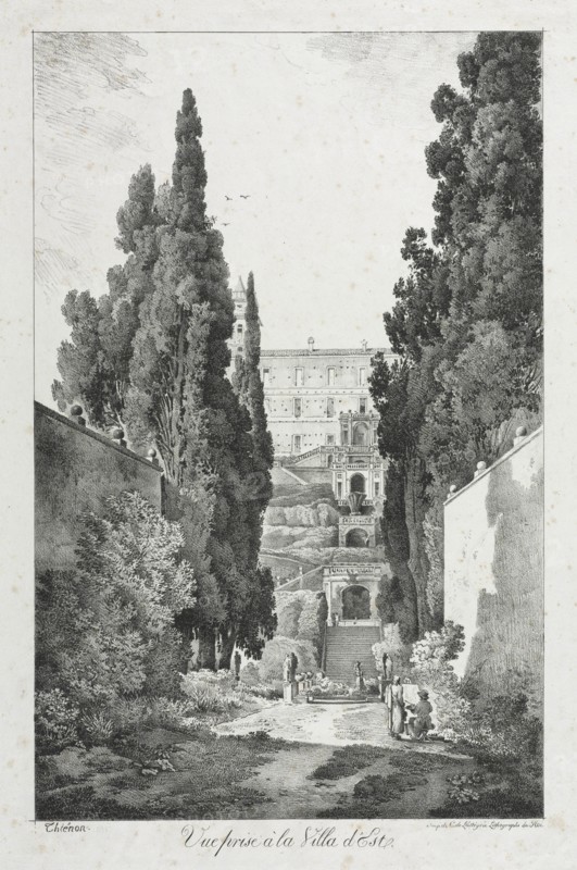 View at Villa dEste, Tivoli, 1817. Creator: Claude Thiénon (French, 1772-1846).