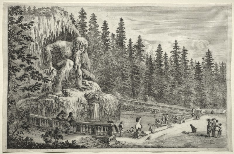 Views of the Villa of Pratolino: Colossal Statue of the Apennines. Creator: Stefano Della Bella (Italian, 1610-1664).