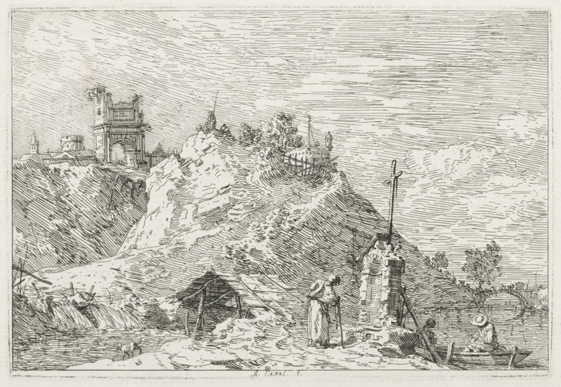Views: A Pilgrim at Prayer, 1735-1746. Creator: Antonio Canaletto (Italian, 1697-1768).