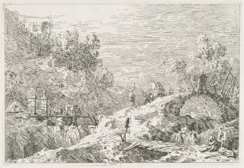 Views: Mountain Landscape with Five Bridges, 1735-1746. Creator: Antonio Canaletto (Italian, 1697-1768).