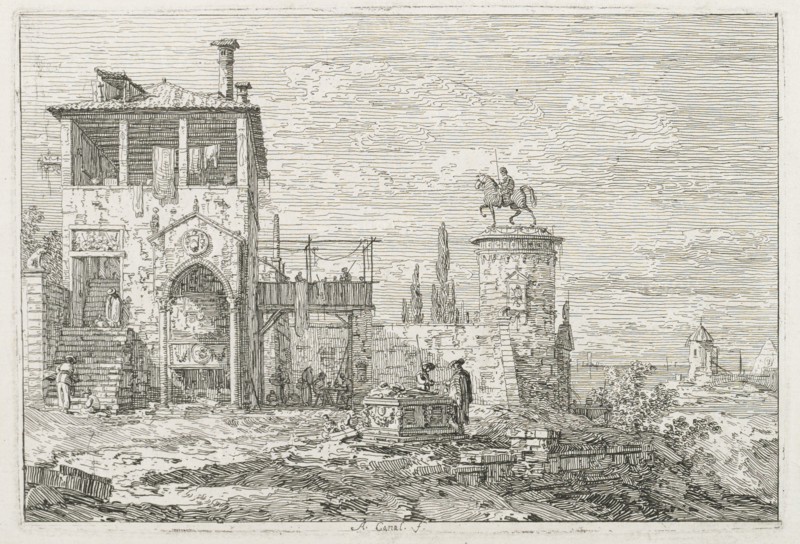 Views: The Equestrian Monument, 1735-1746. Creator: Antonio Canaletto (Italian, 1697-1768).