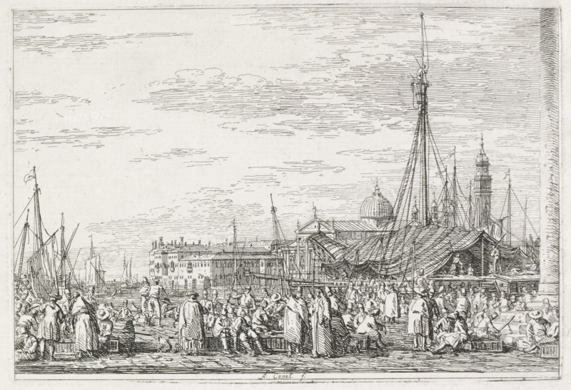 Views: The Market on the Molo, 1735-1746. Creator: Antonio Canaletto (Italian, 1697-1768).
