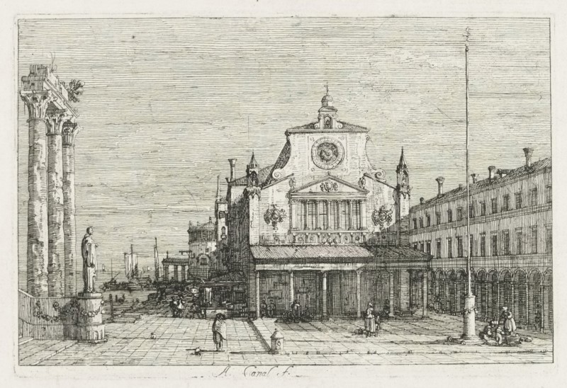 Views: Three Columns and a Statue on the Sea Coast, 1735-1746. Creator: Antonio Canaletto (Italian, 1697-1768).