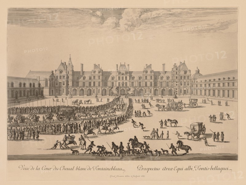 Vue de la Cour du Cheval-Blanc de Fontainebleau, 1667. Creator: Israël Silvestre (French, 1621-1691).