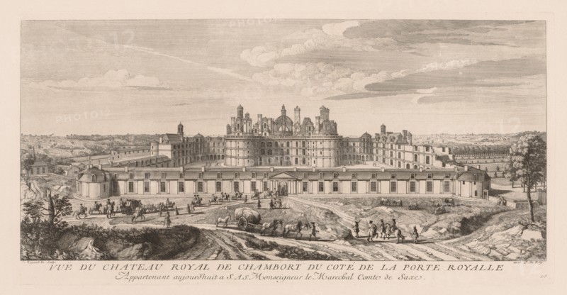 Vue du Château royal de Chambord, du côte de la Porte royale. Creator: Jacques Rigaud (French, 1681-1754).