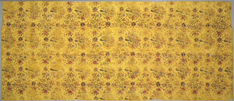 Wall cover with flora, peacocks, and portrait medallions, 1800s. Creator: Unknown.