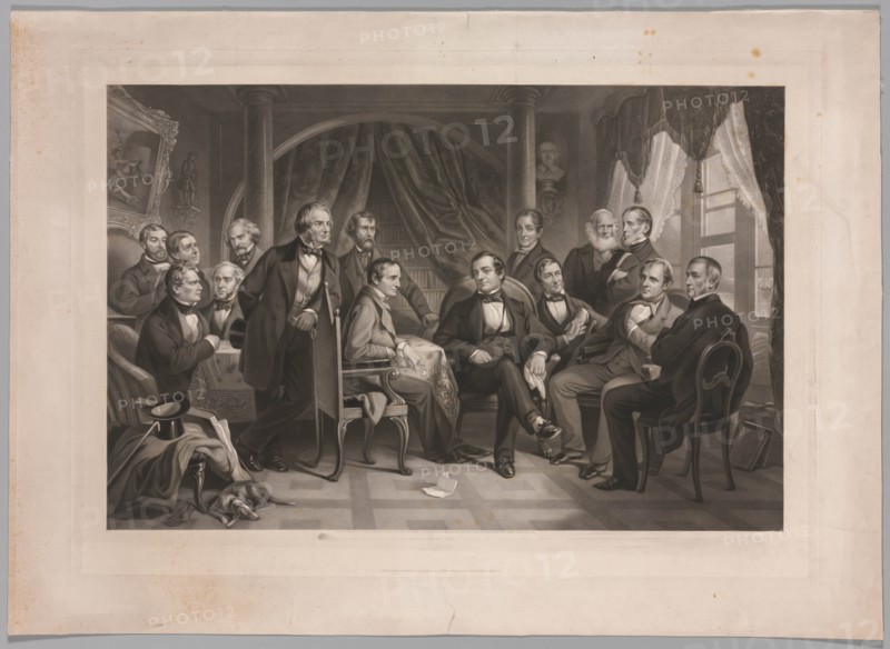 Washington Irving and his Literary Friends at Sunnyside, 1864. Creator: Thomas Oldham Barlow (British, 1824-1889).