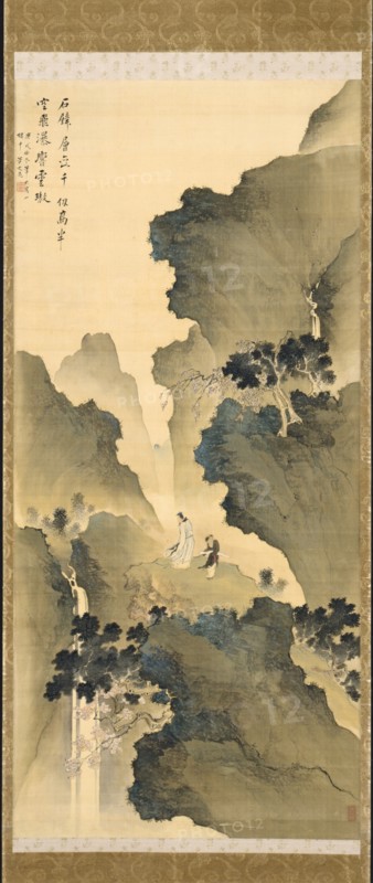 Watching a Waterfall, 1790. Creator: Tani Bunch? (Japanese, 1763-1841).