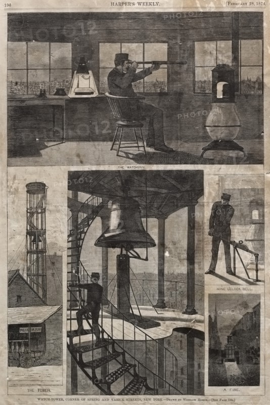 Watch-Tower, Corner of Spring and Varick Streets, New York, 1874. Creator: Winslow Homer (American, 1836-1910).