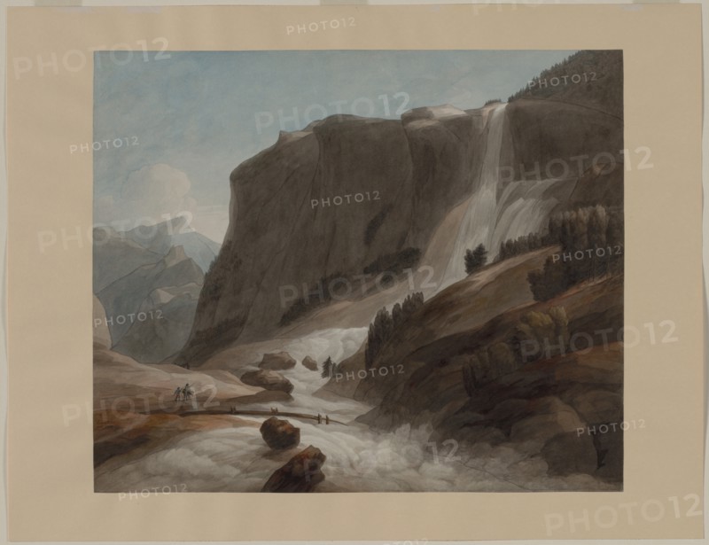 Waterfall between Chiavenna and Mount Splügen, 1784. Creator: Francis Towne (British, 1739/40-1816).