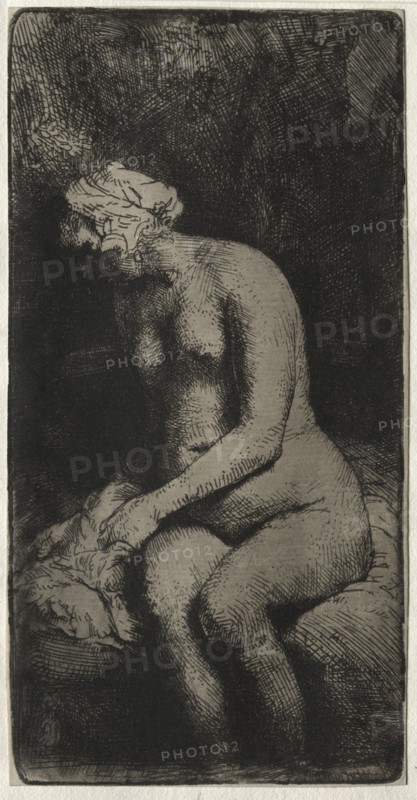 Woman Bathing Her Feet in a Brook, 1658. Creator: Rembrandt van Rijn (Dutch, 1606-1669).