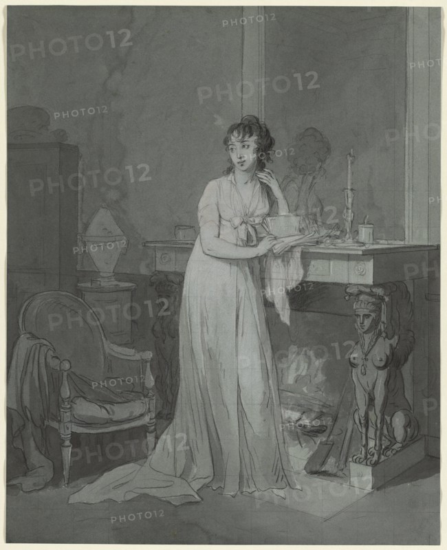 Woman in Front of a Fireplace, c. 1803. Creator: Louis Léopold Boilly (French, 1761-1845).