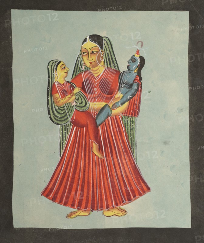 Yasoda Holding Krishna and Radha, 1800s. Creator: Unknown.