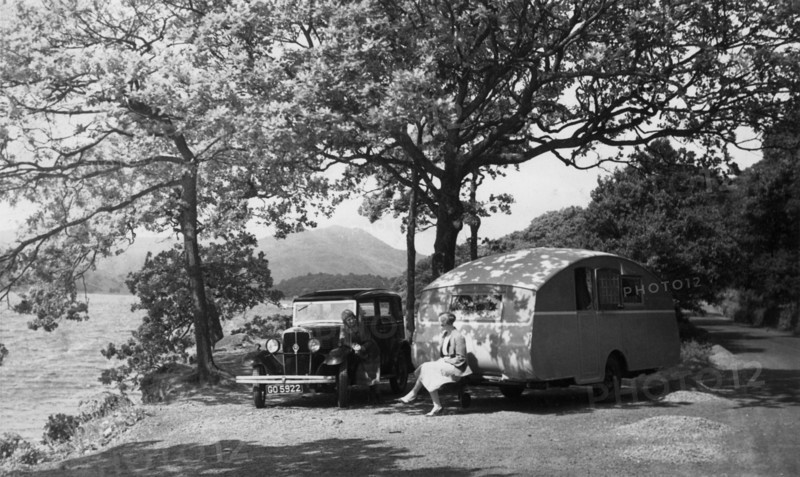 1931 Standard Big Nine with caravan. Creator: Unknown.