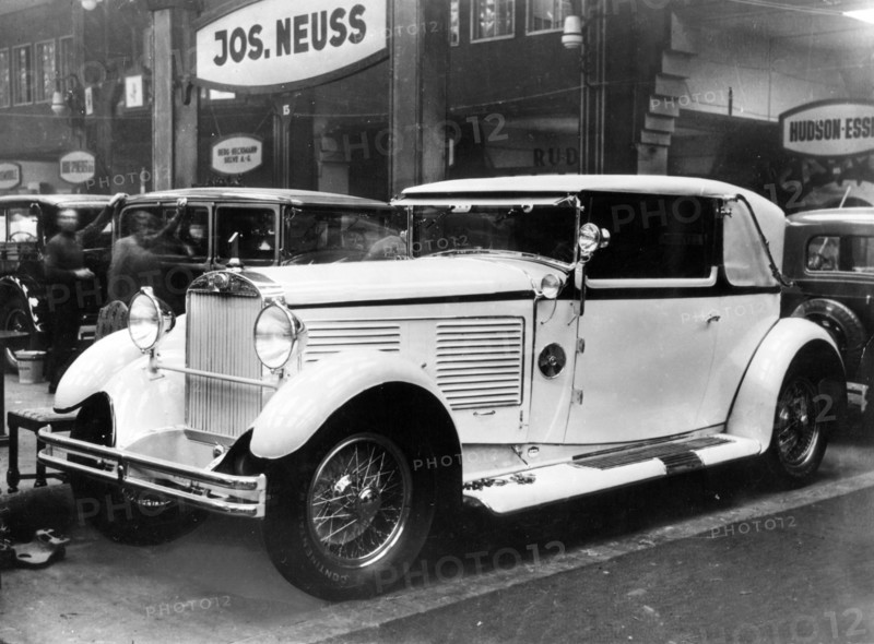 1928 Audi Imperator at motor show. Creator: Unknown.