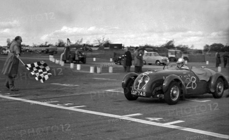 Healey Silverstone, H.Kemp at Snetterton 1953. Creator: Unknown.