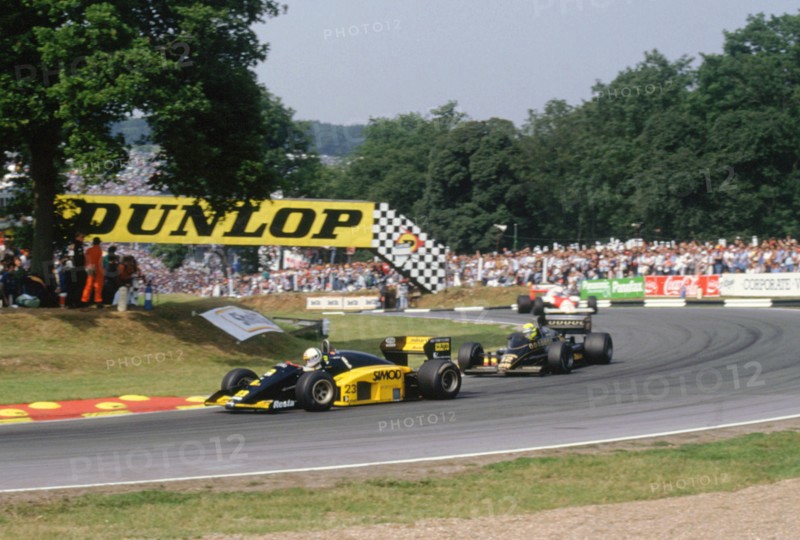 Minardi M85B, Andrea De Cesaris, 1986 British Grand Prix, Brands Hatch. Creator: Unknown.