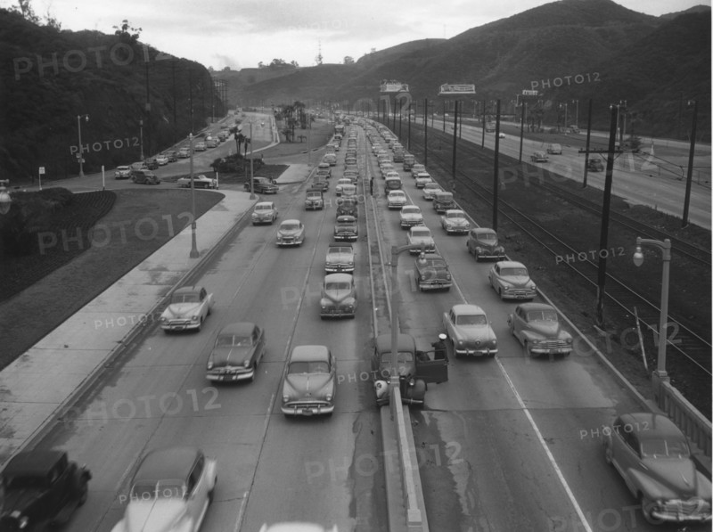 Traffic on American highway in the 1950's. Creator: Unknown.