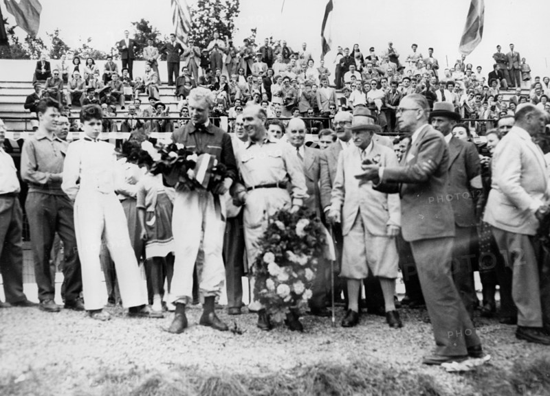Mike Hawthorn, Giuseppe Farina, Guy Sale, Sir James Scott Douglas 1953 Spa 24 hr race. Creator: Unknown.