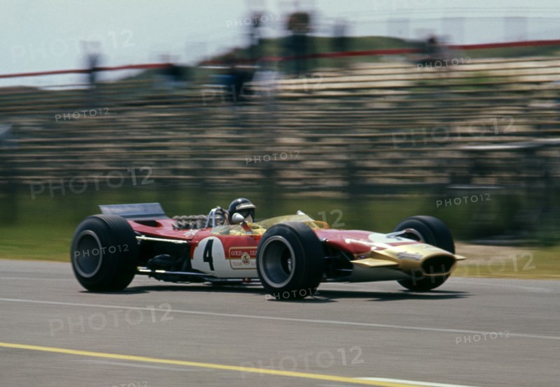 Lotus 49, Gold Leaf, driven by Jackie Oliver at the 1968 Dutch Grand Prix. Creator: Unknown.