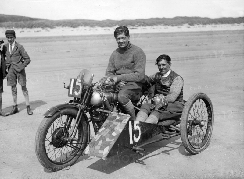 1927 Brough Superior, C.F. Edwards at Pendine sands. Creator: Unknown.