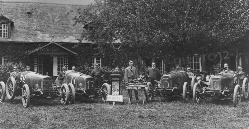 Sunbeam team for 1912 Grand Prix de L'ACF, Louis Coatalen in centre. Creator: Unknown.