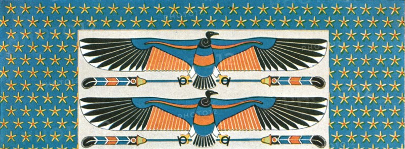 Detail of ceiling painting in the tomb of Bekenranef at Sakkara, Egypt, (1928). Creator: Unknown.