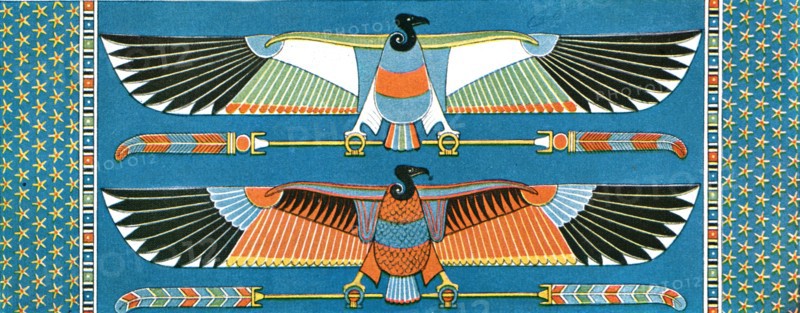 Vulture ceiling decorations, Philae, Egypt, (1928). Creator: Unknown.