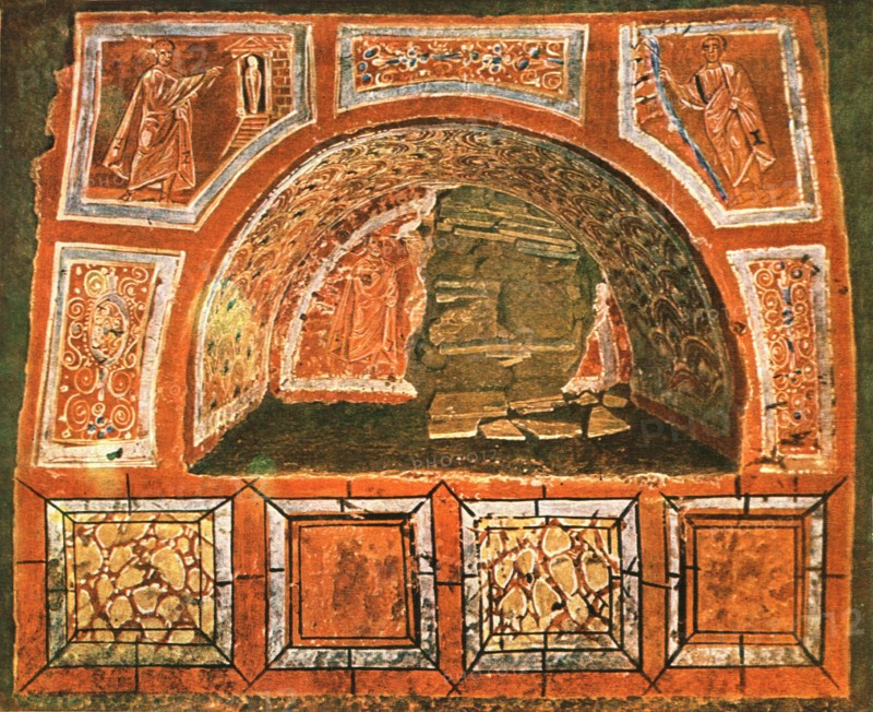 Arcosolium in the Catacomb of Domitilla on the Via Ardeatina, Rome, Italy, (1928). Creator: Unknown.