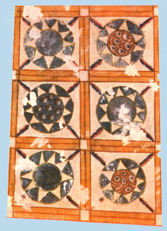 Painted ceiling decoration in the Stasovsky Crypt, Cimmerian Bosporus, Kerch, (1928).  Creator: Unknown.