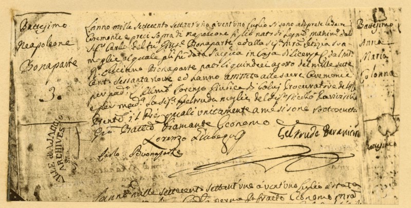 Napoleon's birth certificate, 19 July 1782, (1921). Creator: Unknown.