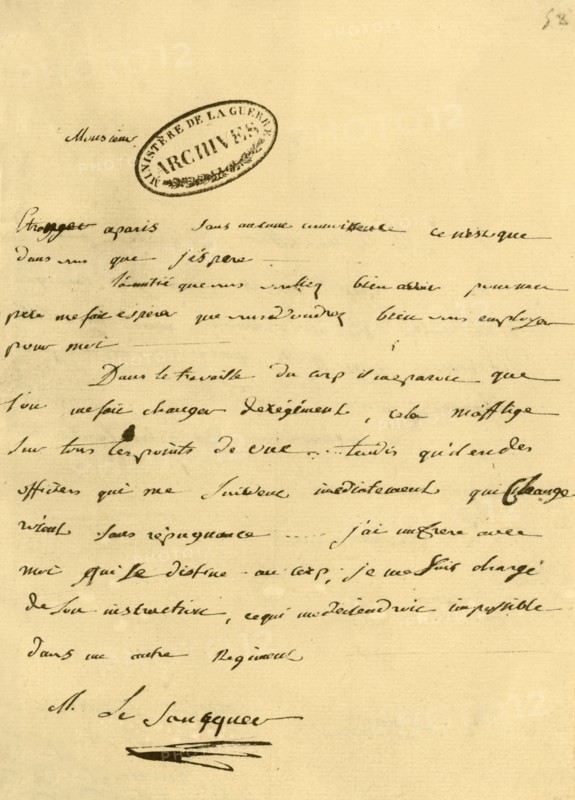 Letter from Napoleon to Le Saucquer, war clerk, 3 June 1791, (1921). Creator: Napoleon Bonaparte I.