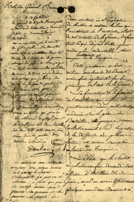 Note from General Bonaparte, 13 September 1795, (1921). Creator: Napoleon Bonaparte I.