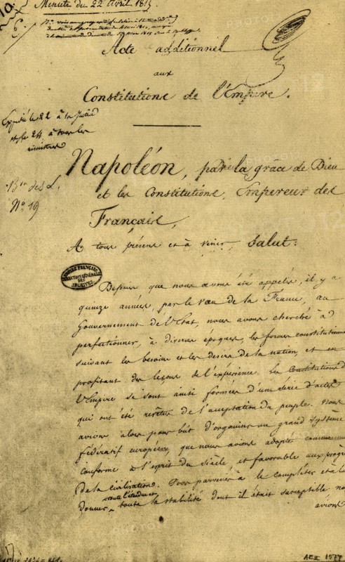 Additional act to the constitutions of the Empire, 22 April 1815, (1921). Creator: Unknown.