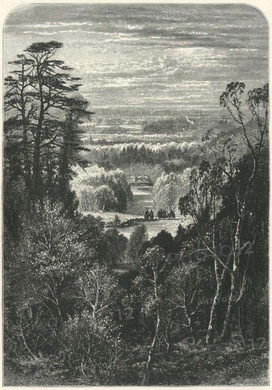 'The Fishing Temple, Virginia Water, from the Belvidere', c1870.