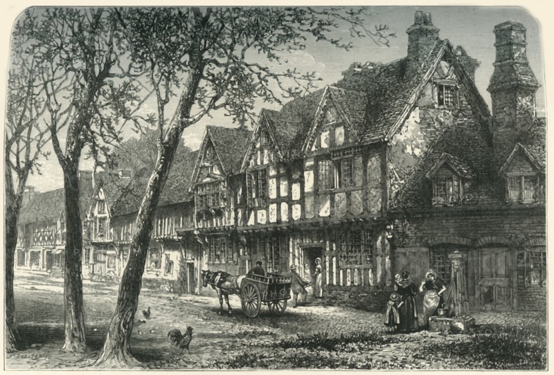 'Houses Under the Castle, Warwick', c1870.
