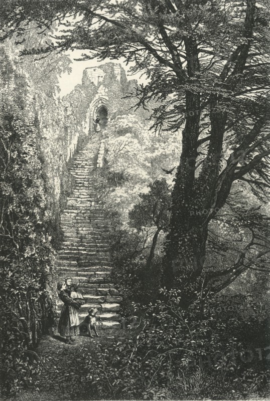 'Staircase to Carisbrook Keep', c1870.