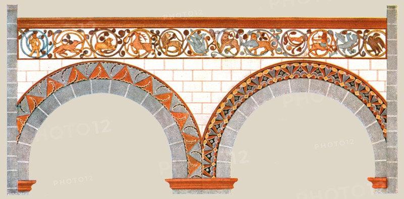 Painted decoration in the nave of St Severus' Church at Boppard, Germany, (1928). Creator: Unknown.