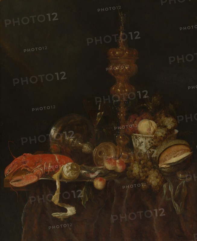 Still Life with Lobster and Fruit, probably early 1650s. Creator: Abraham van Beyeren.