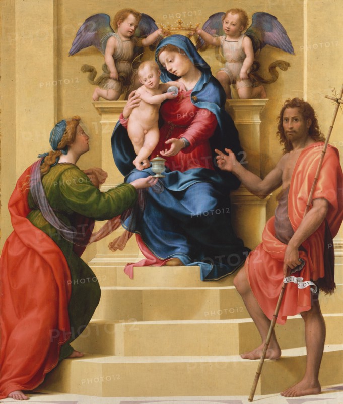 Madonna and Child Enthroned with Saints Mary Magdalen and John the Baptist, ca. 1523. Creator: Giuliano Bugiardini.