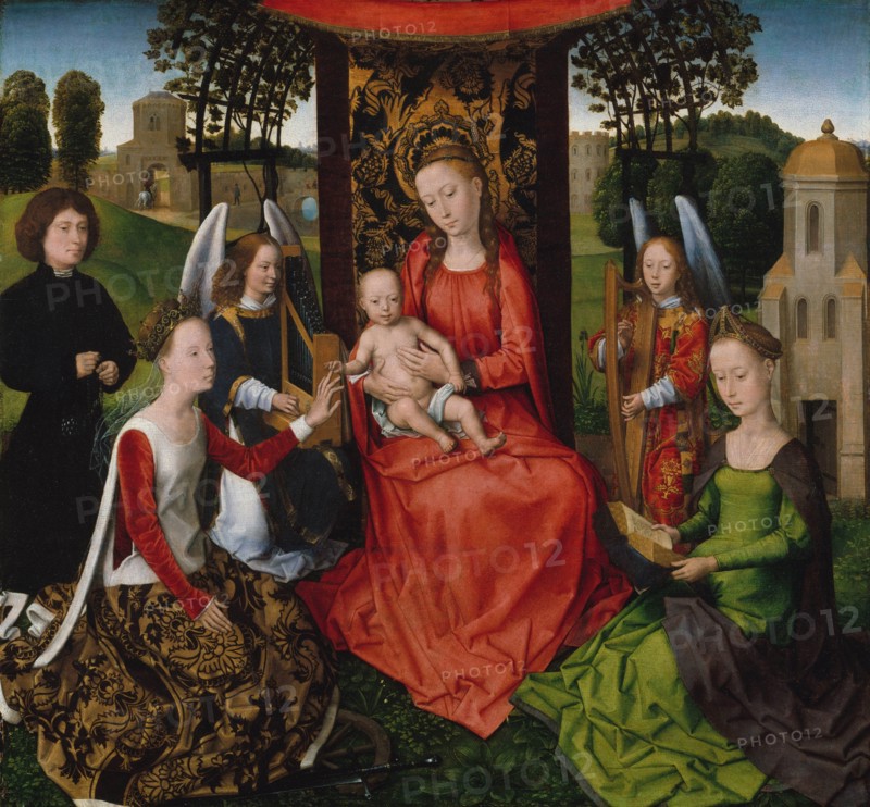 Virgin and Child with Saints Catherine of Alexandria and Barbara, early 1480s. Creator: Hans Memling.